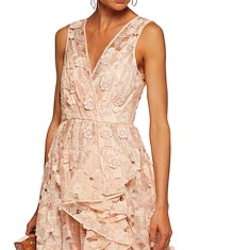 Badgley Mischka Lace Ruffle Gown
